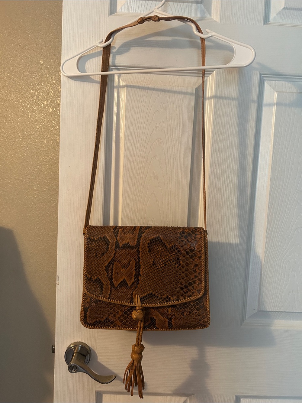 Custom real snakeskin and leather over the shoulder crossbody purse